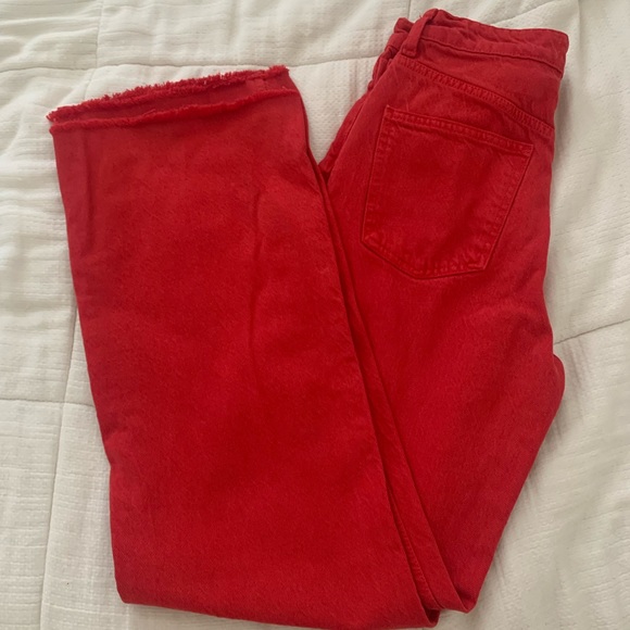 Zara Denim - RED HIGH RISE ZARA WIDE LEG JEANS SIZE 6